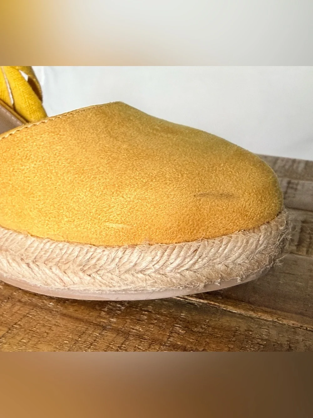 Aldo Yellow Espadrille Wedge with Wrap Tie